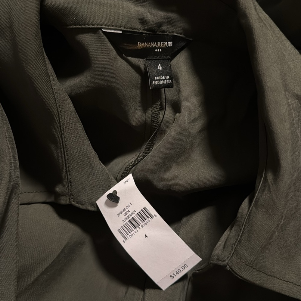 NWT! Banana Republic New Mallard Green Twill Midi Shirtdress - Size 4 🎻 - Picture 4 of 4
